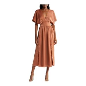Chelsea 28 Dolman Sleeve Satin Midi Dress Rust NEW Size Small